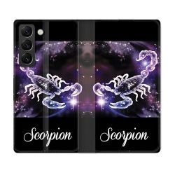 Housse Cuir Portefeuille Pour Samsung Galaxy S22 Plus Signe Zodiaque 2 Scorpion