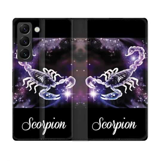 Housse Cuir Portefeuille Pour Samsung Galaxy S22 Plus Signe Zodiaque 2 Scorpion