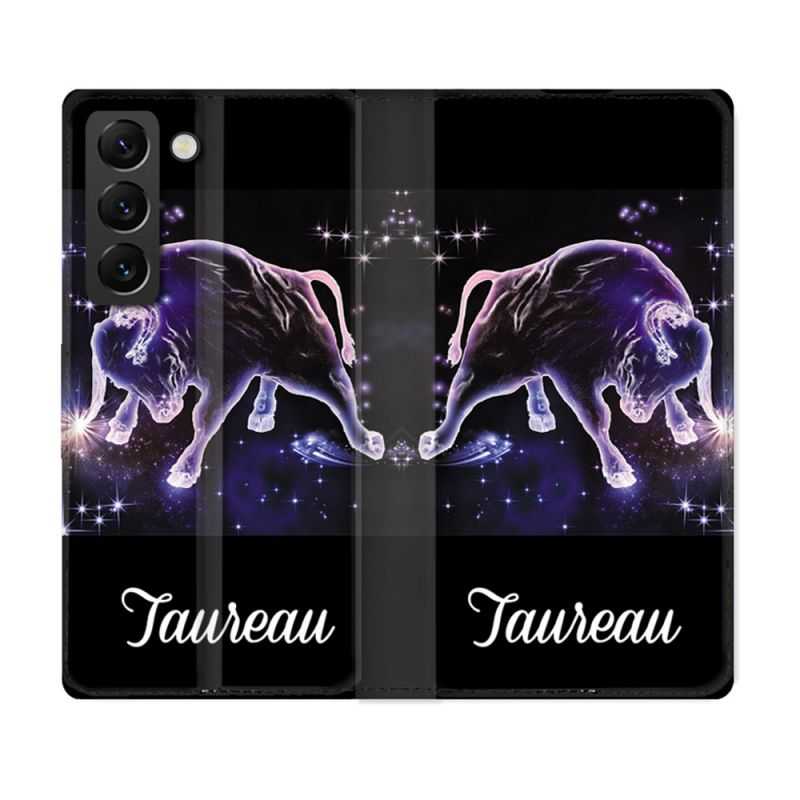 Housse Cuir Portefeuille Pour Samsung Galaxy S22 Plus Signe Zodiaque 2 Taureau