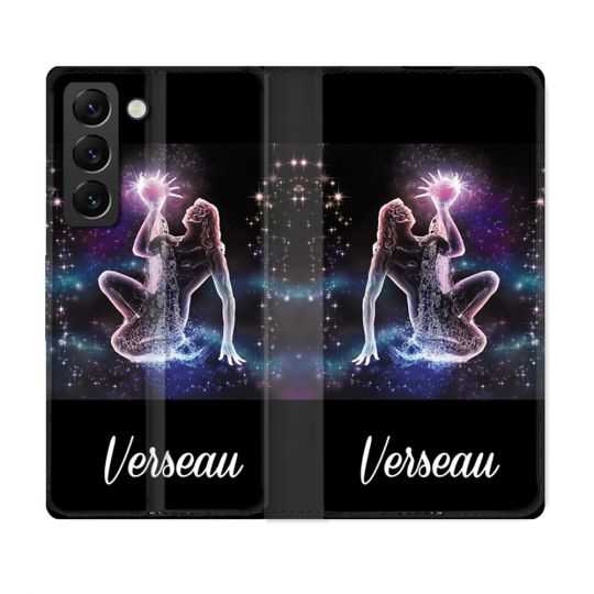 Housse Cuir Portefeuille Pour Samsung Galaxy S22 Plus Signe Zodiaque 2 Verseau