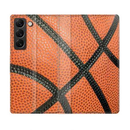 Housse Cuir Portefeuille Pour Samsung Galaxy S22 Plus Sport Ballon Basket