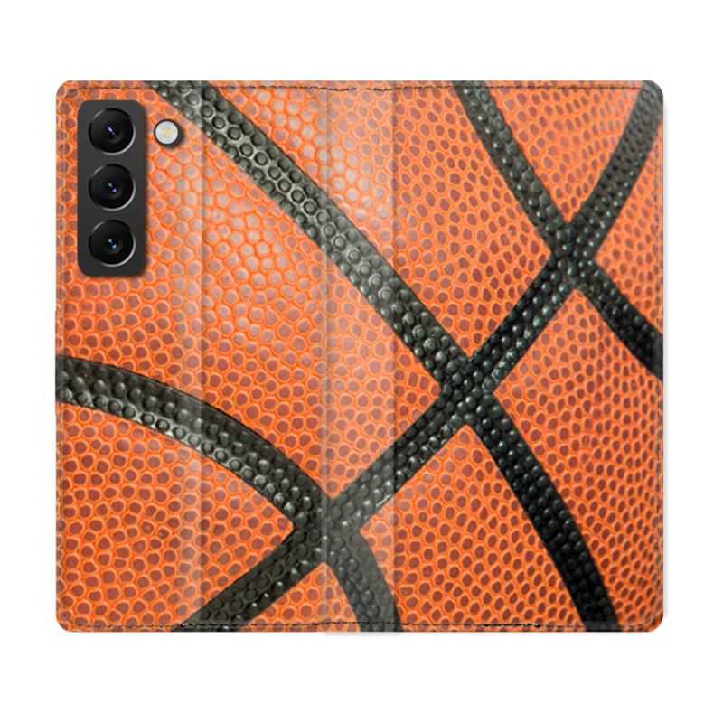 Housse Cuir Portefeuille Pour Samsung Galaxy S22 Plus Sport Ballon Basket
