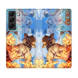 Housse Cuir Portefeuille Pour Samsung Galaxy S22 Manga One Piece Ace Color
