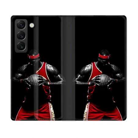 Housse Cuir Portefeuille Pour Samsung Galaxy S22 Plus Sport Basketeur