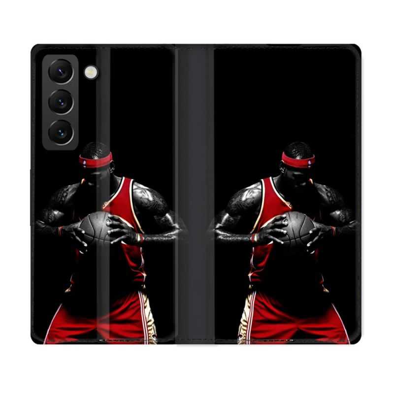 Housse Cuir Portefeuille Pour Samsung Galaxy S22 Plus Sport Basketeur