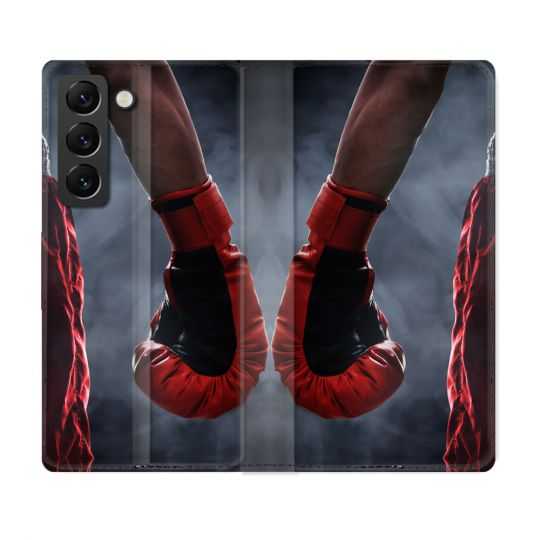 Housse Cuir Portefeuille Pour Samsung Galaxy S22 Plus Sport Boxe Gant Rouge