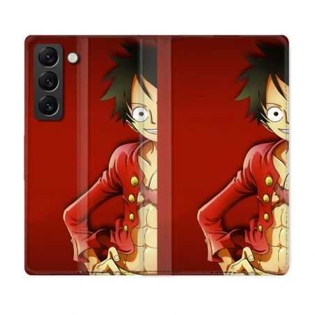 Housse Cuir Portefeuille Pour Samsung Galaxy S22 Manga One Piece Luffy