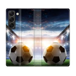 Housse Cuir Portefeuille Pour Samsung Galaxy S22 Plus Sport Football Stade