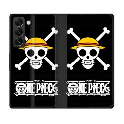 Housse Cuir Portefeuille Pour Samsung Galaxy S22 Manga One Piece Tete de Mort