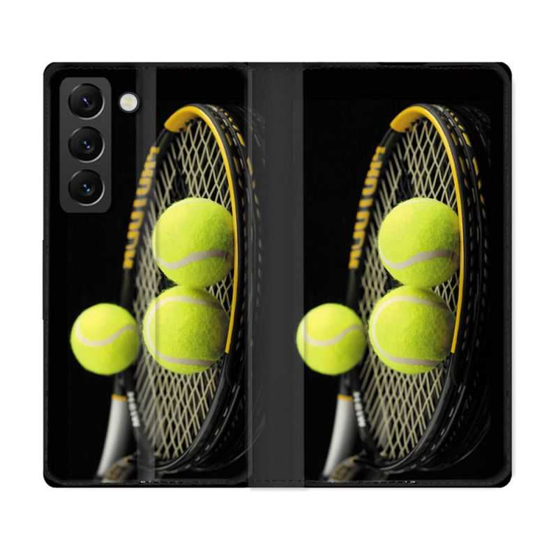 Housse Cuir Portefeuille Pour Samsung Galaxy S22 Plus Sport Tennis Balls