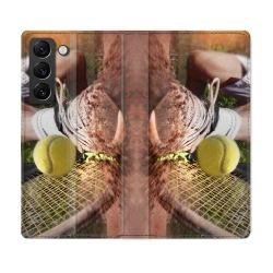 Housse Cuir Portefeuille Pour Samsung Galaxy S22 Plus Sport Tennis Glissade