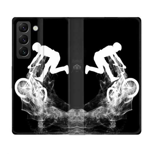 Housse Cuir Portefeuille Pour Samsung Galaxy S22 Plus Sport VTT Noir