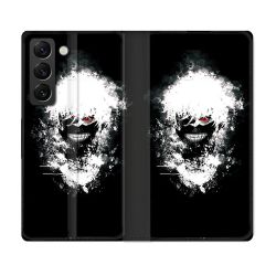 Housse Cuir Portefeuille Pour Samsung Galaxy S22 Manga Tokyo Ghoul Kaneki Tag