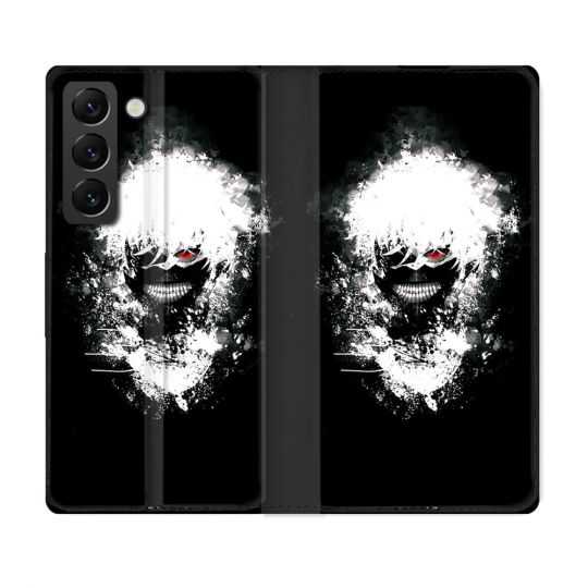 Housse Cuir Portefeuille Pour Samsung Galaxy S22 Manga Tokyo Ghoul Kaneki Tag
