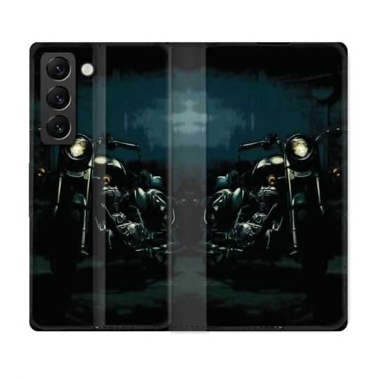 Housse Cuir Portefeuille Pour Samsung Galaxy S22 Moto Harley Vintage