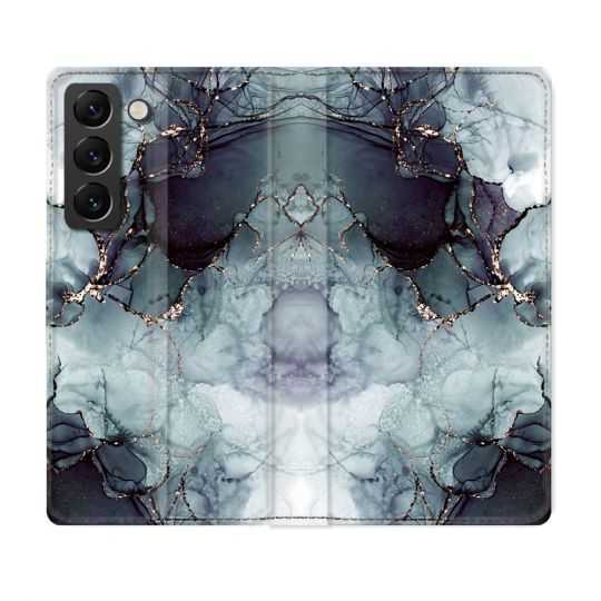 Housse Cuir Portefeuille Pour Samsung Galaxy S22 Plus Texture Marbre Gris
