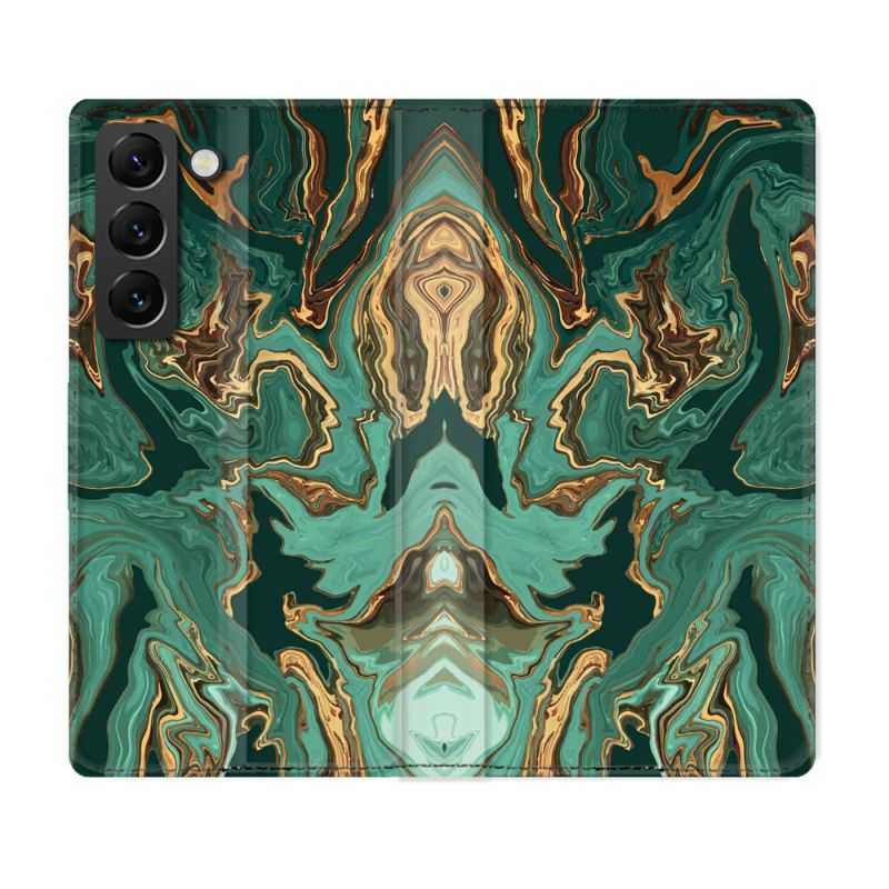 Housse Cuir Portefeuille Pour Samsung Galaxy S22 Plus Texture Marbre Vert
