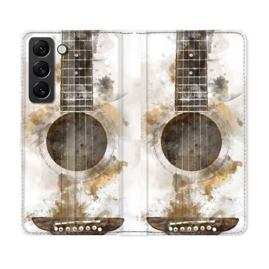 Housse Cuir Portefeuille Pour Samsung Galaxy S22 Musique Guitare Tag