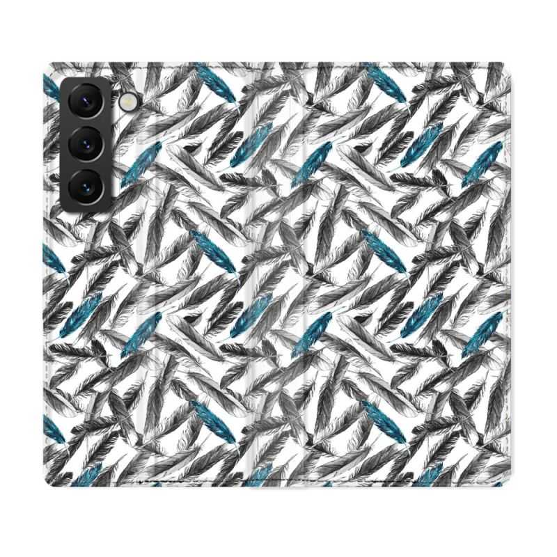 Housse Cuir Portefeuille Pour Samsung Galaxy S22 Plus Texture Plume Canard