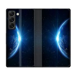 Housse Cuir Portefeuille Pour Samsung Galaxy S22 Plus Univers Planete Terre