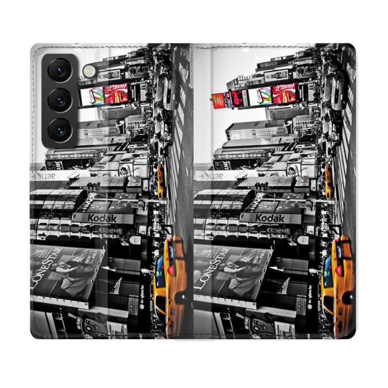 Housse Cuir Portefeuille Pour Samsung Galaxy S22 Plus Voyage Amerique USA New York Taxi