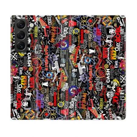Housse Cuir Portefeuille Pour Samsung Galaxy S22 Musique Rock Groupe