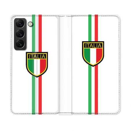 Housse Cuir Portefeuille Pour Samsung Galaxy S22 Plus Voyage Italie 3 Blanc