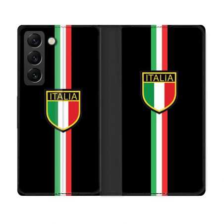 Housse Cuir Portefeuille Pour Samsung Galaxy S22 Plus Voyage Italie 3 Noir