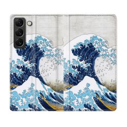 Housse Cuir Portefeuille Pour Samsung Galaxy S22 Peinture La Grande Vague
