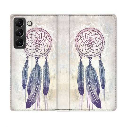 Housse Cuir Portefeuille Pour Samsung Galaxy S22 Plus Zen Attrape Reve Blanc