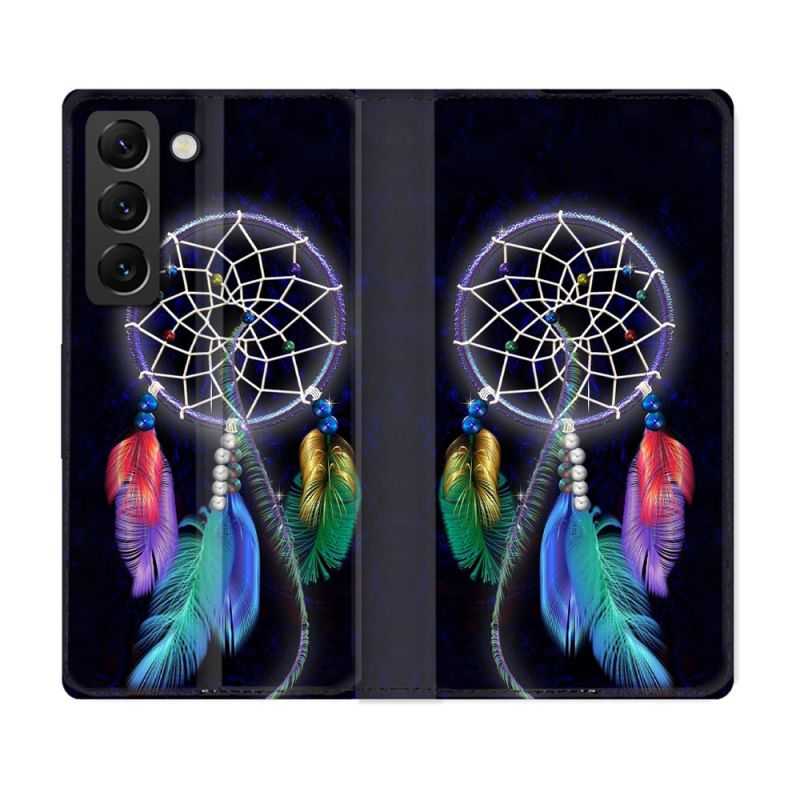 Housse Cuir Portefeuille Pour Samsung Galaxy S22 Plus Zen Attrape Reve Multicolore