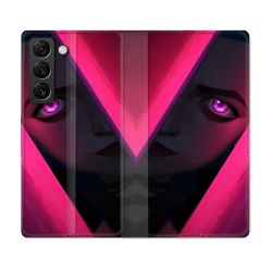 Housse Cuir Portefeuille Pour Samsung Galaxy S22 Plus Arcane Jynx Rose