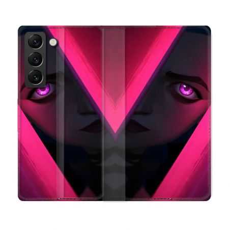 Housse Cuir Portefeuille Pour Samsung Galaxy S22 Plus Arcane Jynx Rose