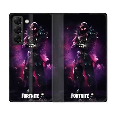Housse Cuir Portefeuille Pour Samsung Galaxy S22 Plus Fortnite Raven