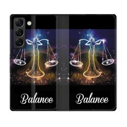 Housse Cuir Portefeuille Pour Samsung Galaxy S22 Signe Zodiaque 2 Balance