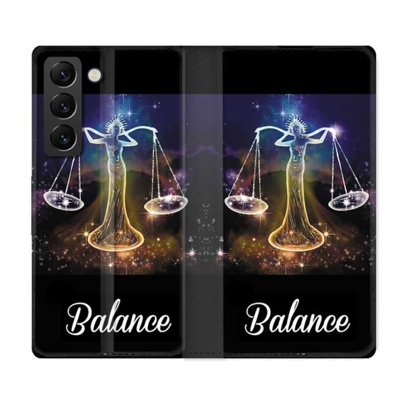Housse Cuir Portefeuille Pour Samsung Galaxy S22 Signe Zodiaque 2 Balance