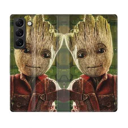 Housse Cuir Portefeuille Pour Samsung Galaxy S22 Plus Groot Vert