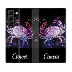 Housse Cuir Portefeuille Pour Samsung Galaxy S22 Signe Zodiaque 2 Cancer