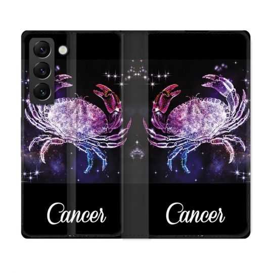 Housse Cuir Portefeuille Pour Samsung Galaxy S22 Signe Zodiaque 2 Cancer