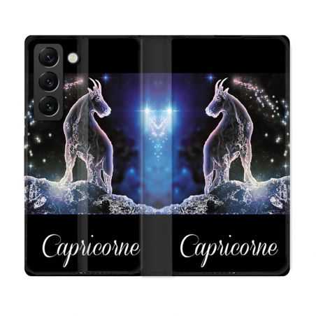 Housse Cuir Portefeuille Pour Samsung Galaxy S22 Signe Zodiaque 2 Capricorne
