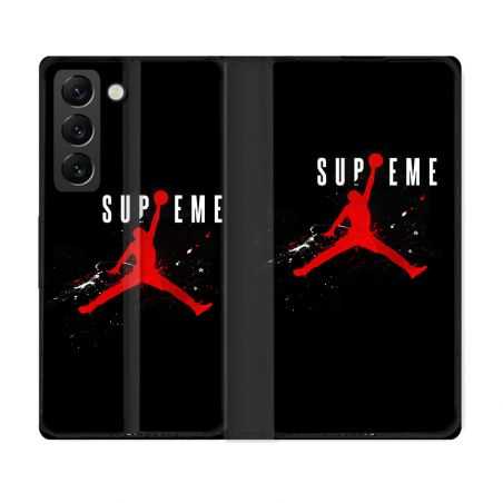 Housse Cuir Portefeuille Pour Samsung Galaxy S22 Plus Jordan Supreme Noir