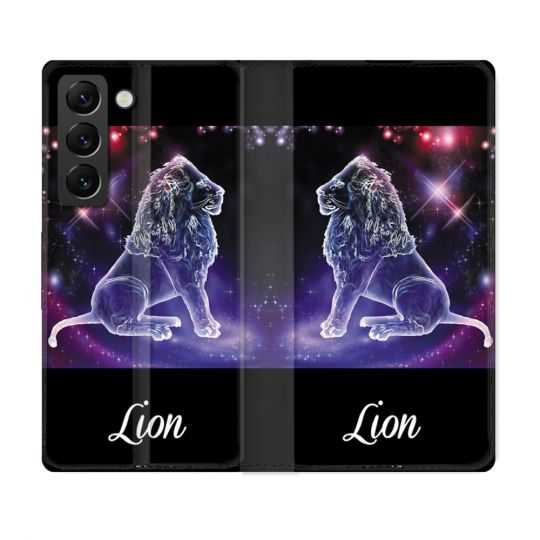 Housse Cuir Portefeuille Pour Samsung Galaxy S22 Signe Zodiaque 2 Lion