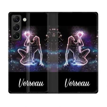 Housse Cuir Portefeuille Pour Samsung Galaxy S22 Signe Zodiaque 2 Verseau