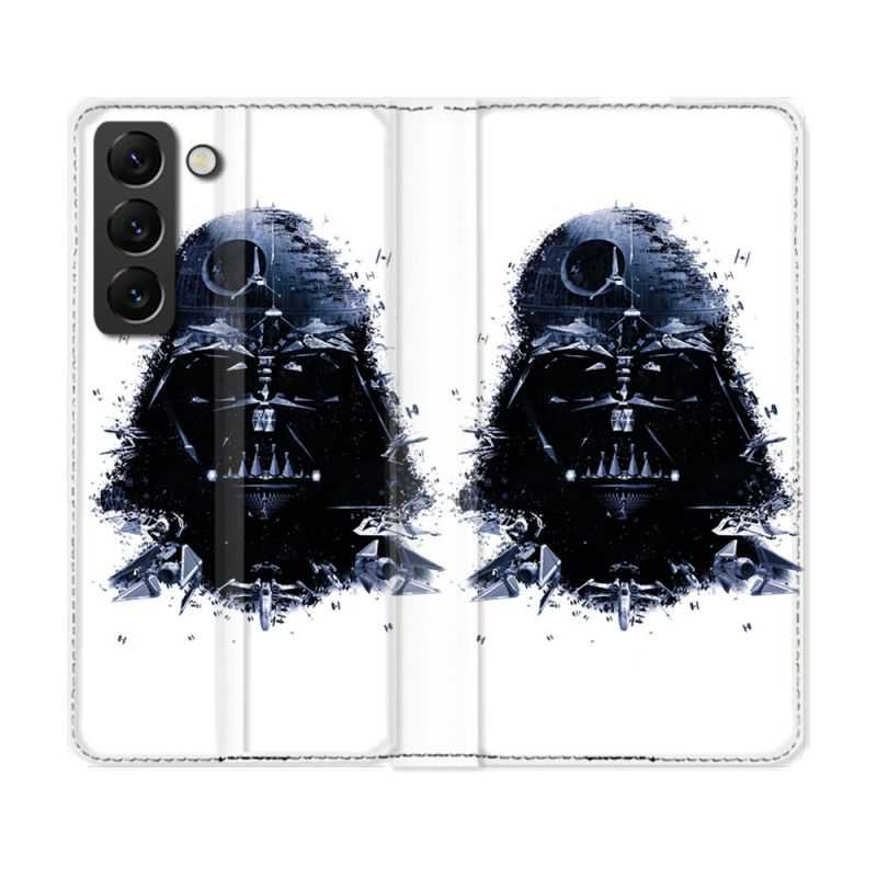 Housse Cuir Portefeuille Pour Samsung Galaxy S22 Plus Star Wars - Dark Vador Blanc