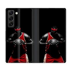 Housse Cuir Portefeuille Pour Samsung Galaxy S22 Sport Basketeur