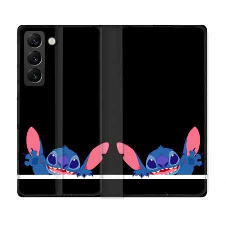 Housse Cuir Portefeuille Pour Samsung Galaxy S22 Plus Stitch Noir