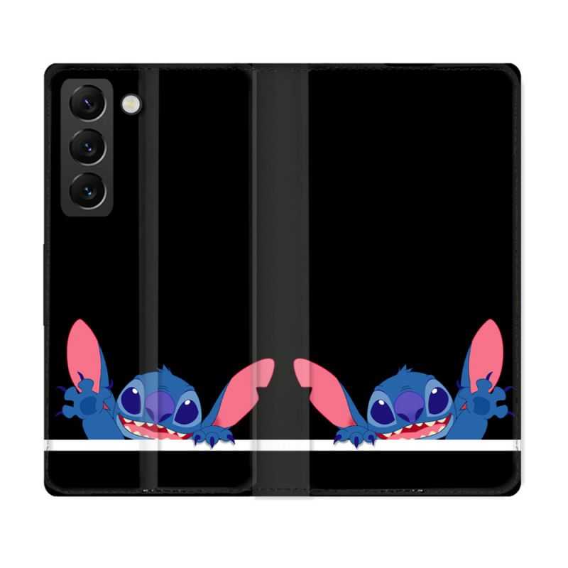 Housse Cuir Portefeuille Pour Samsung Galaxy S22 Plus Stitch Noir