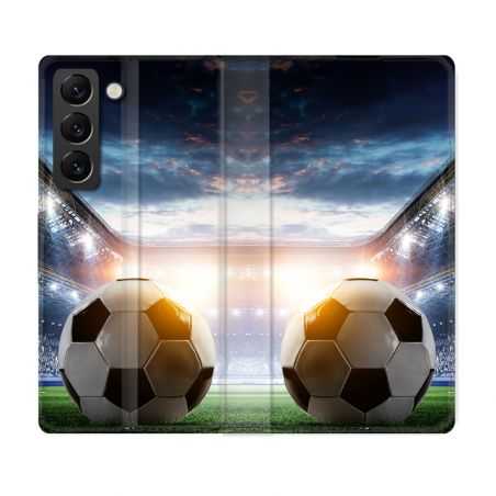 Housse Cuir Portefeuille Pour Samsung Galaxy S22 Sport Football Stade