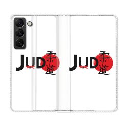 Housse Cuir Portefeuille Pour Samsung Galaxy S22 Sport Judo Logo