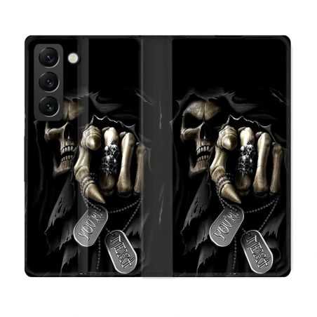 Housse Cuir Portefeuille Pour Samsung Galaxy S22 Tete de Mort Your Next